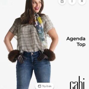 NWT Cabi Women's Plaid Agenda Top - Gray